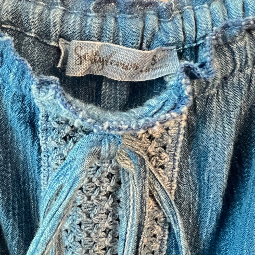 Denim Blue Dress with Crochet Details - Picture 3 of 7